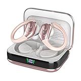 sajawass Wireless Earbuds Bluetooth 5.4 Headphones, Noise Canceling Ear Buds with 75hr Playtime, LED Power Display, IPX7 Waterproof Earphones Over-Ear Earphones for Sports/Workouts - Rose Gold