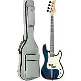 Best Choice Products Full Size Beginner 4-String Electric Bass Guitar, Wooden PB-Style Bass Starter Set w/Padded Carrying Case - Hollywood Blue/Mint