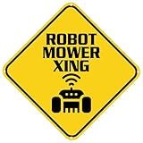 Robot Mower Crossing Sign Warning Sign Robot Mower Animal Caution Yellow Wall Art Decorative Decor For Fence Home Farmhouse Yard Road Quality Metal Sign 12x12 Inches