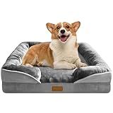 Spotted Play Orthopedic Dog Bed with Sides - Dog Sofa Beds for Medium Dogs, Supportive Foam Pet Couch Bed with Washable Removable Cover, Waterproof Lining and Non-Slip Bottom, Grey - M