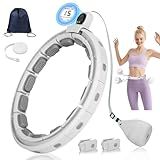 Smart Silent Weighted Fitness Hoop with Counter, Adjustable 30"-50" Infinite Exercise Hoop for Adult Weight Loss - Includes Tape Measure & Backpack for Hula Circle Women & Beginners(Gray)