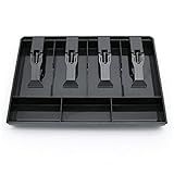 Cash Register Drawer Insert Tray- Cash Money Tray,Portable Currency Till Replacement Money Organizer Storage Box,4 Bill/3 Coin-Black