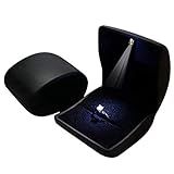 LILY TREACY PU Leather Earrings,Coin,Jewelry,ring Box,Case, with LED Lighted up for Proposal,Engagement,Wedding,Gift (Black)