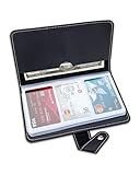 GAUENEEN Credit Card Holder, Leather Business Card Organizer with 96 Card Slots, Professional Card Book Case for Cards and Important Documents to Prevent Loss or Damage (Black)