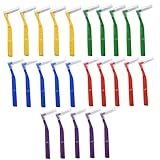 Angzhili 25 Pcs Interdental Angle Brushes, Reusable Dental Cleaners, Oral Hygiene Brush, Toothpick Floss for Braces, Tooth Cleaning Tool (Multi-Colored)