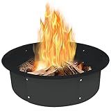 Koutemie Outdoor Fire Pit Ring Liner 35-Inch Outer/31-Inch Inner Diameter, Heavy Duty Solid Metal Steel Round Firepit Rim Insert for Outside DIY Campfire Ring Above or In-Ground, Black