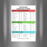 Air Fryer Cooking Times Magnet 6x9 Kitchen Conversion Chart – Meat Seafood Vegetables Frozen Food – Refrigerator Magnet Cooking Guide – Easy Temperature & Time Reference