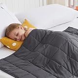 CuteKing Weighted Blanket (7lbs, 40"x 60", Grey) Heavy Blanket for 60-80lbs, Weighted Blanket for Cooling & Heating with Premium Glass Beads, Thick Blanket All-Season