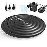 Upgraded 4-6FT Inflatable Hot Tub Cover Round, with Air Pump, no Handle, Three Sizes of Inflatable Separate Chambers, Energy Saving and Rain Protection Overflow Cover for Outdoor Hot Tubs