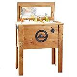 Backyard Expressions Wooden Patio Cooler with Plastic Insulated Liner & Bottle Opener – Rustic Outdoor Ice Chest for Deck, Porch, or Backyard Parties