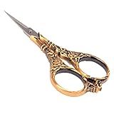 BIHRTC Vintage European Style Scissors Stainless Steel for Cross Stitch Cutting Embroidery Sewing Handcraft Craft Art Work DIY Tool(Red Copper)