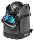 RAVOINCC Ski Boot Bag Snowboard Boots Backpack Skiing and Snowboarding 50L Travel Luggage with Waterproof Exterior Stores Gear for Helmet,Gloves,Goggles & Accessories for Men Women Gray