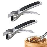 2PCS Hot Plate Gripper,Air Fryer Pans Gripper,Stainless Steel Hot Plate Bowl Retriever,Anti Scald Bowl Holder Clip,Kitchen Lifters Tongs for Egg Custard,Jidangeng,Microwave,Toaster,Oven Steamer