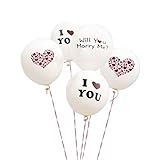 Proposal Balloons, 12 Inch Will You Marry Me Balloon Set, White Engagement Decorations Kit, 5 PCS Romantic Latex Wedding Proposal Supplies