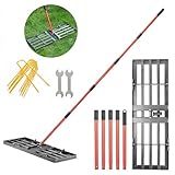 Zenhosit Lawn Leveling Rake - Lawn Leveler with 78" Adjustable Steel Handle, 30"x10" Ground Plate for Yard, Grass, Level Soil, Dirt Ground or Golf Field