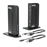 Plugable USB 3.0 and USB-C Universal Laptop Docking Station with 2 HDMI Ports for Windows, Mac (Driver Required), and ChromeOS. Gigabit Ethernet, Audio