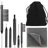 7 Pieces Hearing Aid Cleaning Tools Hearing Aid Amplifier Cleaning Brush with Magnet, Hear Cleaning Kit with Velvet Bag