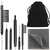 Mudder 7 Pieces Hearing Aid Amplifier Cleaning Tools, Earbuds/Headphones Cleaner Brush Kits, Hearing Aid Amplifier Cleaning Brush with Magnet, Kit with Velvet Bag