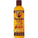 Howard Products Beeswax Wood Polish & Conditioner, Feed-N-Wax, Beeswax Furniture Polish For Wood, 16 Oz, Orange