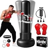 Freestanding Punching Bag for Adults,70'' Heavy Boxing Bag with Gloves and Pump,Men Women Stand Kickboxing Bags,Upgraded Big Base Boxing Equipment Set for Training Fitness Home Gym (Black)