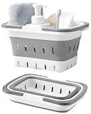 Fammart Plastic Shower Caddy Portable, Bath Basket Cleaning Caddy w/ Handle | Collapsible, Drain Holes, Hard Toiletry Caddy Storage Organizer, College Dorm Room Bathroom Kitchen RV Camping Gym Essentials