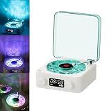 The Waves Vinyl Player, Waves Bluetooth Speaker, Portable Vintage Vinyl Speaker with Adjustable Light and Time for Bedroom, Party, White