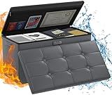 ENGPOW Storage Ottoman Bench,Fireproof Folding Bench with Lock,30 Inches Fire&Water Resistant Storage Chest Foot Rest Stool Leather Bedroom Ottoman Safe for Documents,Valuables, Pink