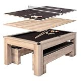 Atomic Hampton 3-in-1 Combo Table - Billiards, Ping Pong, and Dining Table All-in-One - Instant Transformation - Premium Black Felt - XL Bench Storage for All Accessories - Modern Design