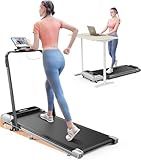 TOPUTURE Walking Pad Treadmill with 12% Incline, 6 in 1 Folding Treadmill with Adjustable Handle Bar for Home/Office, Under Desk Treadmills Portable Walking Pad with App, Remote Control & LED Display
