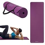 Gaiam Essentials Thick Yoga Mat Fitness & Exercise Mat with Easy-Cinch Carrier Strap, Purple, 72"L X 24"W X 2/5 Inch Thick, 10mm