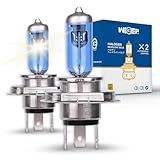 wideep H4/9003/HB2 Halogen Headlight Bulbs, Standard 55W/60W High and Low Beam Replacement Bulbs, DC 12V 5000K White Headlamp, Pack of 2