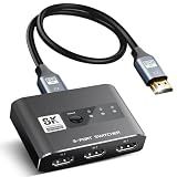 HDMI 2.1 Switch 3 in 1 Out, 4K@120Hz 8K@60Hz, Aluminum,48Gbps w/HDMI Cable