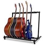 AODSK 5 Multi Guitar Stand Rack with Folding Design,Multiple Guitars Stand,Portable Black Guitar Holder,Black Guitar Display Holder for Guitar & Bass,Studio & Home (Square-5 Holder)