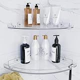 YAWSOUP Acrylic Corner Shower Shelves,Adhesive Shower Caddy Organizer for Bathroom Storage Home Decor,Clear, RustProof, No Drilling Bathroom Wall Shelf,2-Pack