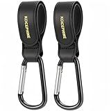 2 Pack Stroller Hooks, Stroller Straps for Diaper Bags,Adjustable Stroller Carabiner Clip,Baby Stroller Accessories for nuna,Uppababy,Bob,Hook for Bike,Scooter,Wheelchair,Walker Accessories(Black)