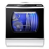 AIRMSEN Portable Countertop Dishwashers, 5 Washing Programs Mini Dishwashers with 1.2 Gal Built-in Water Tank and Double-layered Glass Door, No Hookup Needed for Home, Apartments & RVs
