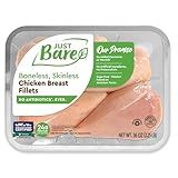 Just Bare® Natural Fresh Chicken Breast Fillets | Family Pack | No Antibiotics Ever | Boneless | Skinless | 2.25 LB