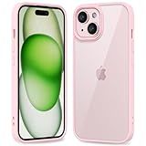 oakxco Thin Slim Clear case for iPhone 15 iPhone 14 iPhone 13 Case, Transparent Hybrid Hard Plastic & Soft Silicone Rubber Bumper, Non-Yellow Acrylic Protective Cover for Women Girl, Light Pink