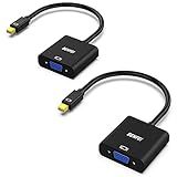BENFEI Mini DisplayPort to VGA 2 Pack, Mini DP Display Port to VGA (Thunderbolt Compatible) Male to Female Adapter Compatible for ThinkPad SurfacePro PC