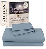 California Design Den Certified Luxury 100% Egyptian Cotton Sheets Set - Sateen Queen Sheets Set with Deep Pockets, Soft and Durable Luxury Bedding - Blue Hydrangea