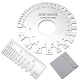 2 Pcs Stainless Steel Thickness Gauges Wire Gauge Measuring Tool, Metal Sheets Welding Tool Round Wire Cable Sheet Thickness Gage and Wire Thickness Gauge