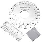 2 Pcs Stainless Steel Thickness Gauges Wire Gauge Measuring Tool, Metal Sheets Welding Tool Round Wire Cable Sheet Thickness Gage and Wire Thickness Gauge