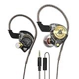 Yeabomy Wired Gaming Earbuds, Ak3file in Ear Monitors, Deep Bass Sound Wired Earbuds, HiFi in Ear Headphones with 1DD 10mm Dynamic Driver, IEM for Music Gaming Video Calling (Black)
