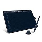 HUION HS611 Graphics Drawing Tablet Android Supported Pen Tablet Tilt Function Battery-Free Stylus 8192 Pen Pressure with 8 Multimedia Keys 10 Express Keys and Touch Strip(Starry Blue)