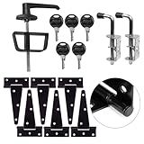 5-Key Double Door Shed Hardware Kit - Complete with Hinges, Latches, and L-Handle Lock - Includes Window and Door/Window Hinge Set, for Gates, playrooms