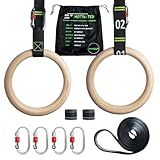 awegym Gymnastic Rings with Adjustable Straps, 1.1" Olympic Rings, Calisthenics Rings Equipment, Gym Rings with Straps for Home Workout, Outdoor Exercise Rings, Crossfit Pull Up Row Dip Ring Training