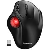 SABLUTE Wireless Trackball Mouse, Rechargeable Bluetooth Ergonomic Mouse with Thumb Control for 3 Devices (Bluetooth and USB), 5-Level DPI, Silent Click, Compatible PC Laptop Mac iPad, Easy Clean