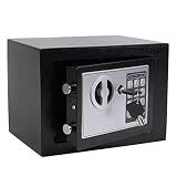 Yuanshikj Small Steel Security Safe Box with Keypad,Key;0.23 CuFt, Black