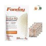 5g x 30 packs Fonday Rechargeable Silica Gel Desiccant Packets Food Grade Fast Reactivate Desiccant Bags Moisture Indicating Orange to Green