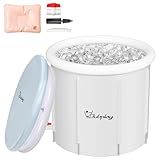 XL Ice Bath Tub for Athletes & Adults - 105 Gallons Ice Tub, Cold Plunge Tub with Cover, Ice Plunge Tub for Recovery & Cold Water Therapy, Inflatable Ice Bath Barrel for Indoor Outdoor- Grey